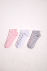 Girls Cotton Ankle Socks Pack of 3 – Grip Dot Design